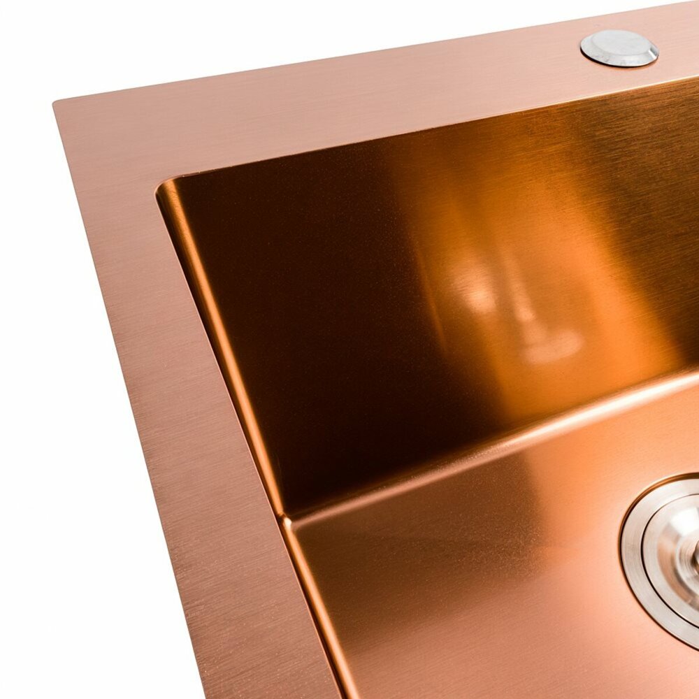 Фото - Кухонна мийка Platinum Handmade PVD мідь 500x500x220 (3,0/1,5 мм корзина та дозатор в комплекті)
