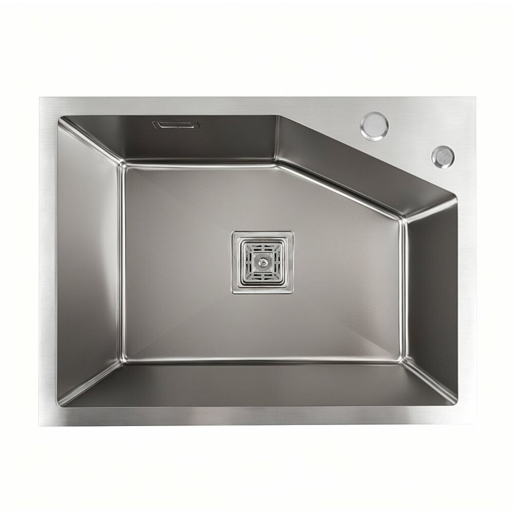 Фото - Мийка нержавійка Platinum Handmade 58*43B HSB (квадратний сифон 3,0/1,0)