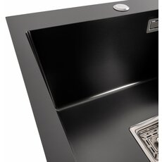 Кухонна мийка 50*50 PVD чорна Valeso Handmade з підставкою для ножів