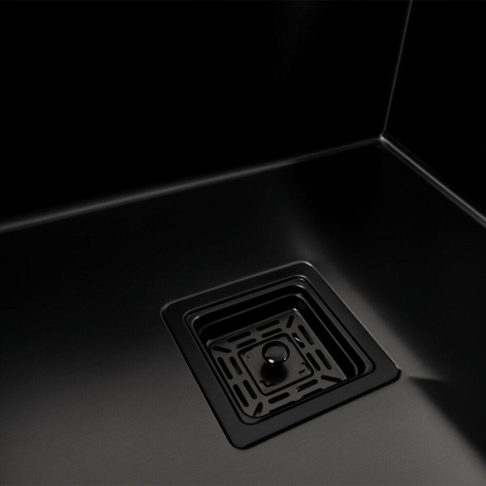 Фото - Кухонна мийка 50*50 PVD чорна Platinum Handmade з підставкою для ножів