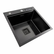 Кухонна мийка 50*50 PVD чорна Valeso Handmade з підставкою для ножів