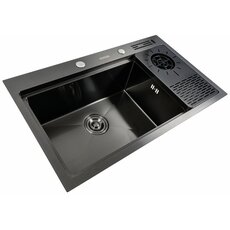 Кухонна мийка чорна PVD 78*46 Platinum Handmade