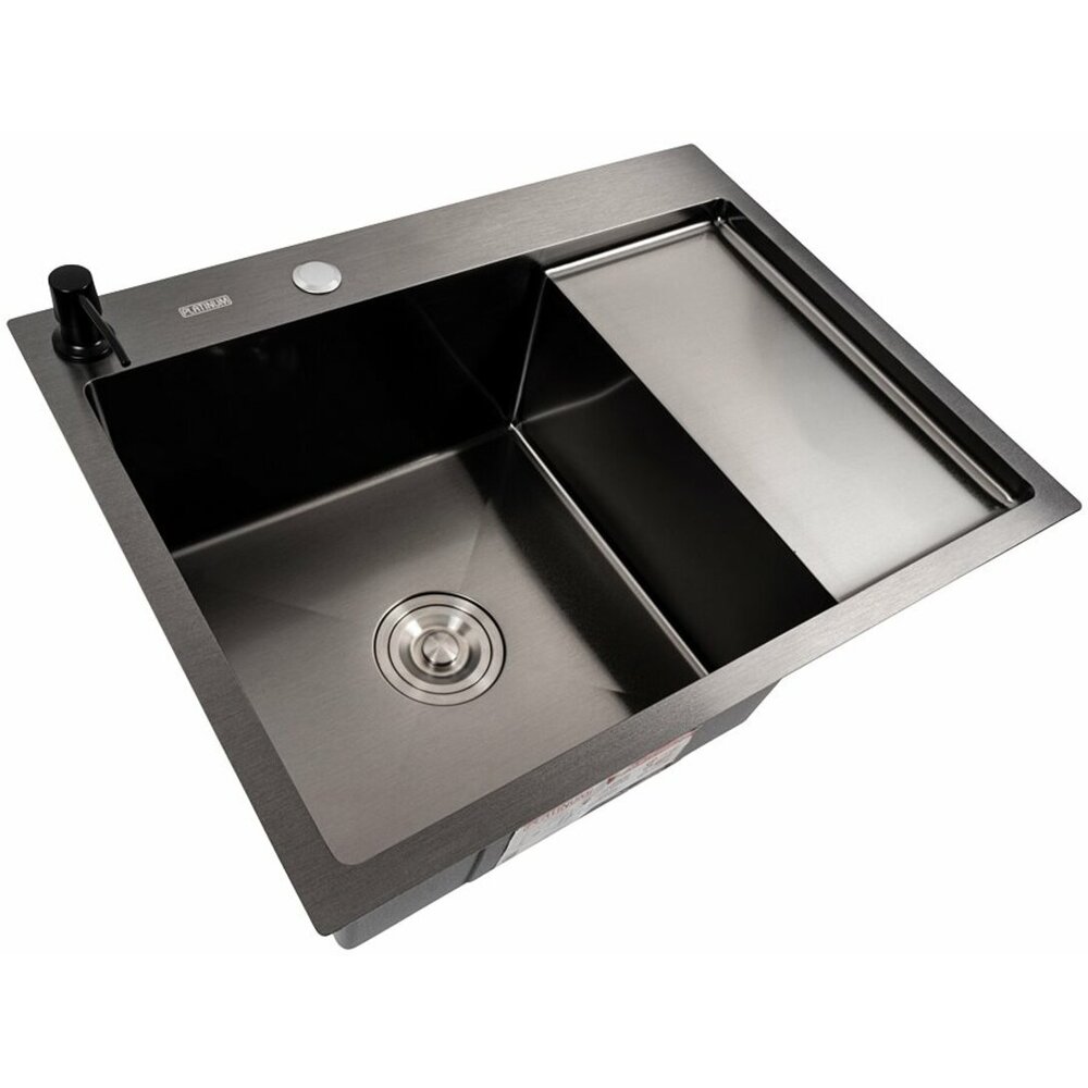Фото - Кухонна мийка CM 65*50 L PVD чорна Valeso Handmade (круглий сифон 3.0/0.8)
