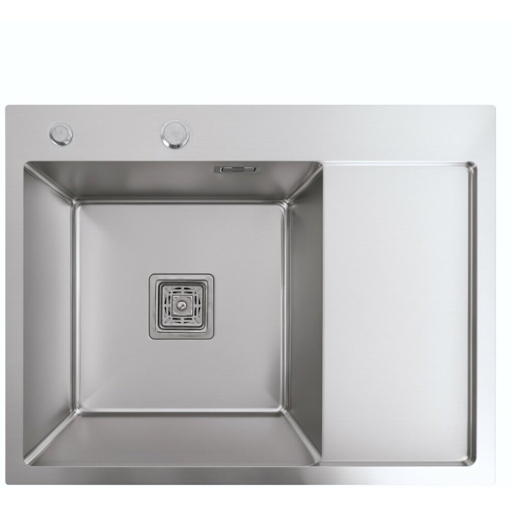 Фото - Мийка Platinum Handmade 650x500x230 L нержавійка (квадратний сифон 3,0/1,0)