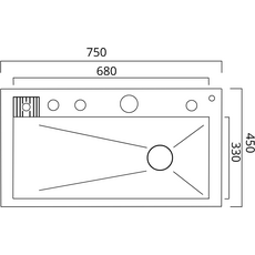Кухонна мийка 75*45М PVD чорна Platinum Handmade "Водоспад"