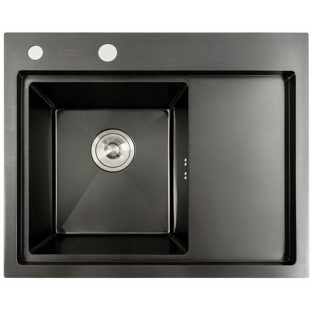 Фото - Кухонна мийка чорна PVD 58*48 L Platinum Handmade (два отвори, круглий сифон 3,0/0,8)