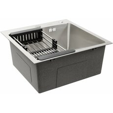 Кухонна мийка 50*50 нержавійка Valeso Handmade з підставкою для ножів (сифон круглий, 3,0/0,8)