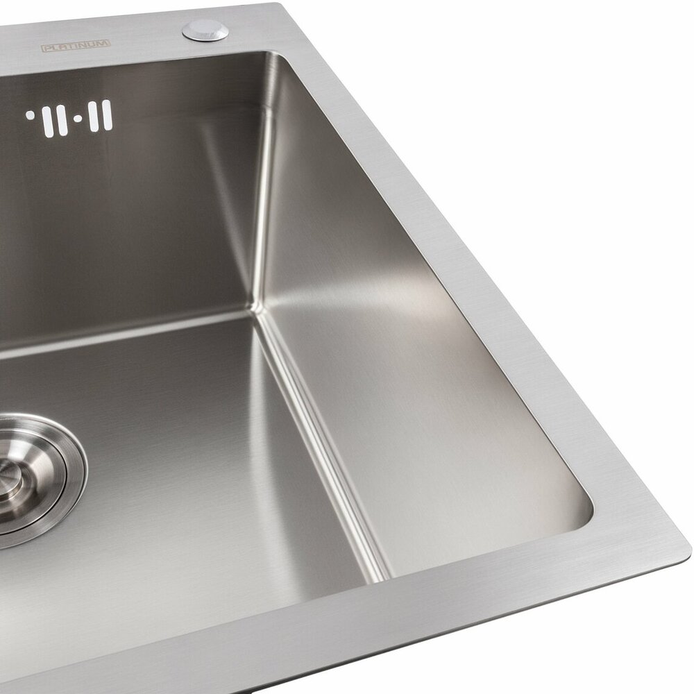 Фото - Кухонна мийка 50*50 нержавійка Platinum Handmade (сифон круглий, 3,0/0,8)