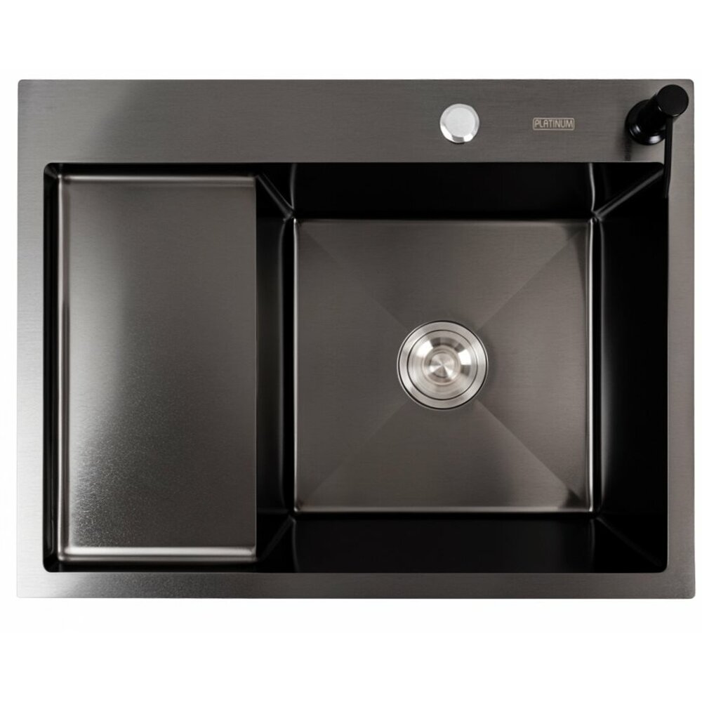 Фото - Кухонна мийка CM 65*50 R PVD чорна Valeso Handmade (круглий сифон 3.0/0.8)