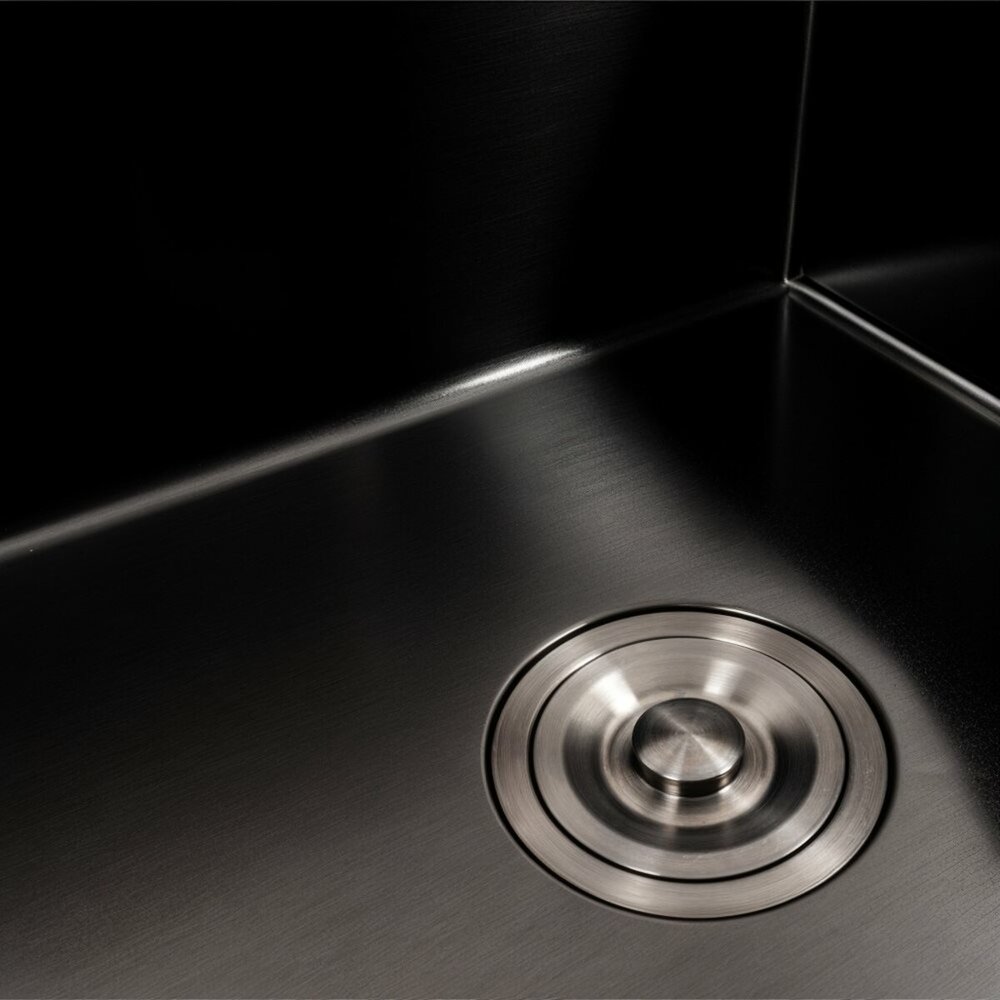 Фото - Кухонна мийка CM 65*50 R PVD чорна Valeso Handmade (круглий сифон 3.0/0.8)