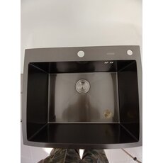 Кухонна мийка 60*50 PVD чорна Valeso Handmade (сифон круглий, 3,0/0,8)