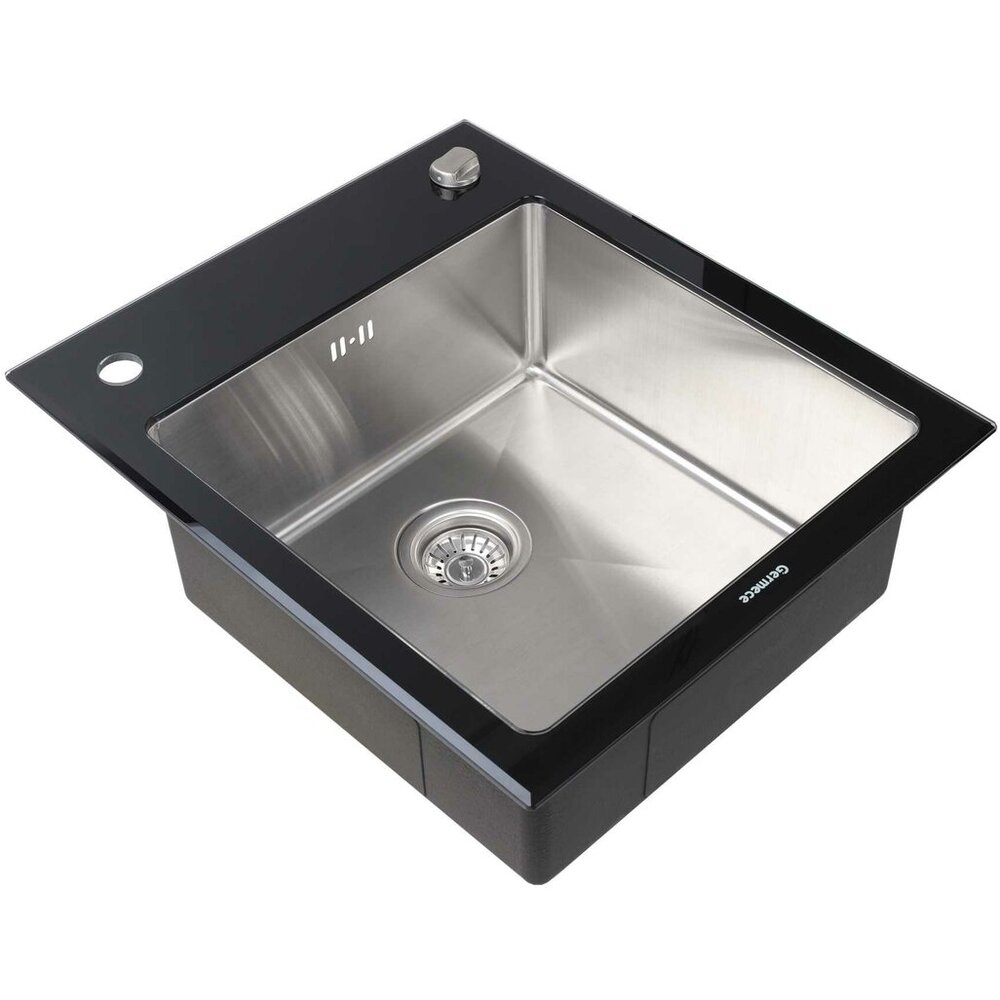 Фото - Кухонна мийка Platinum Handmade BLACK GLASS 600x510x200