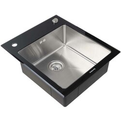 Кухонна мийка Platinum Handmade BLACK GLASS 600x510x200