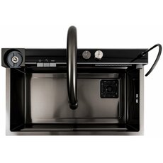 Кухонна мийка 75*46D PVD чорна Platinum Handmade "ВОДОСПАД"