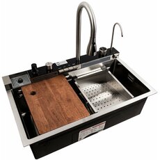 Кухонна мийка 75*45М сатин Platinum Handmade "Водоспад"