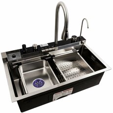 Кухонна мийка 75*45М сатин Platinum Handmade "Водоспад"