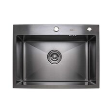 Кухонна мийка Valeso Handmade PVD 600х450х220 чорна (товщина 3,0/1,5 мм дозатор в комплекті)