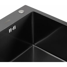 Кухонна мийка Valeso Handmade PVD 600х450х220 чорна (товщина 3,0/1,5 мм дозатор в комплекті)