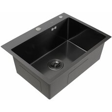 Кухонна мийка Valeso Handmade PVD 600х450х220 чорна (товщина 3,0/1,5 мм дозатор в комплекті)