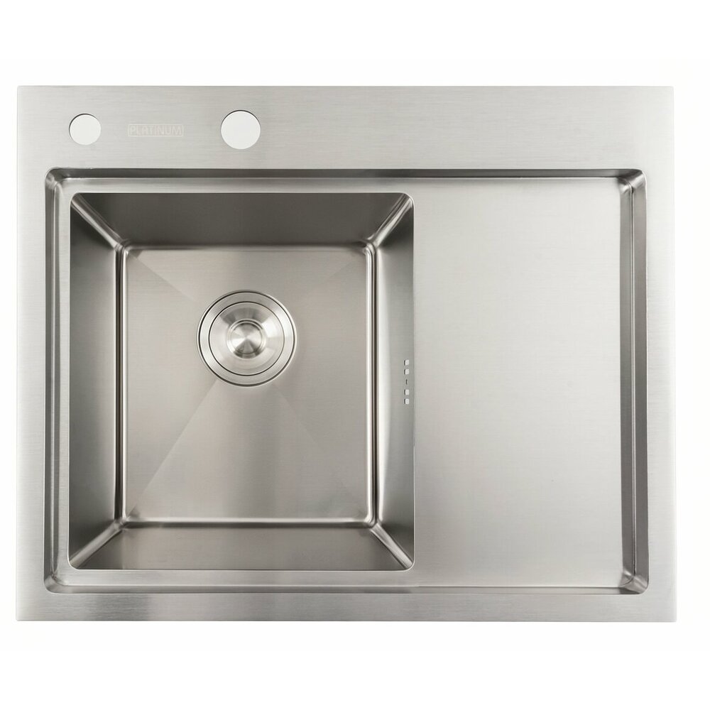 Фото - Кухонна мийка нержавійка 58*48 L Platinum Handmade (два отвори, круглий сифон 3,0/0,8)