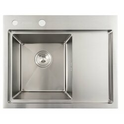 Кухонна мийка нержавійка 58*48 L Platinum Handmade (два отвори, круглий сифон 3,0/0,8)