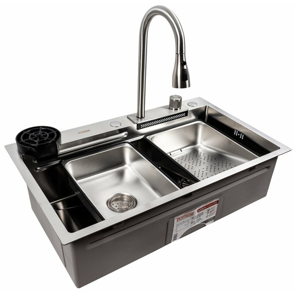 Фото - Кухонна мийка нержавійка CM 75*46A Platinum Handmade "Водоспад"