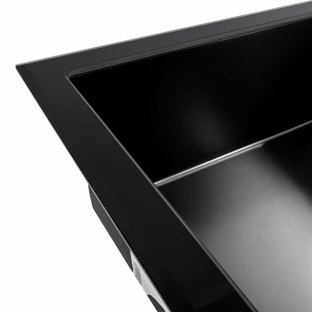 Фото - Кухонна мийка скляна CM 78*50 PVD Platinum Handmade чорна