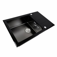 Кухонна мийка скляна CM 78*50 PVD Platinum Handmade чорна