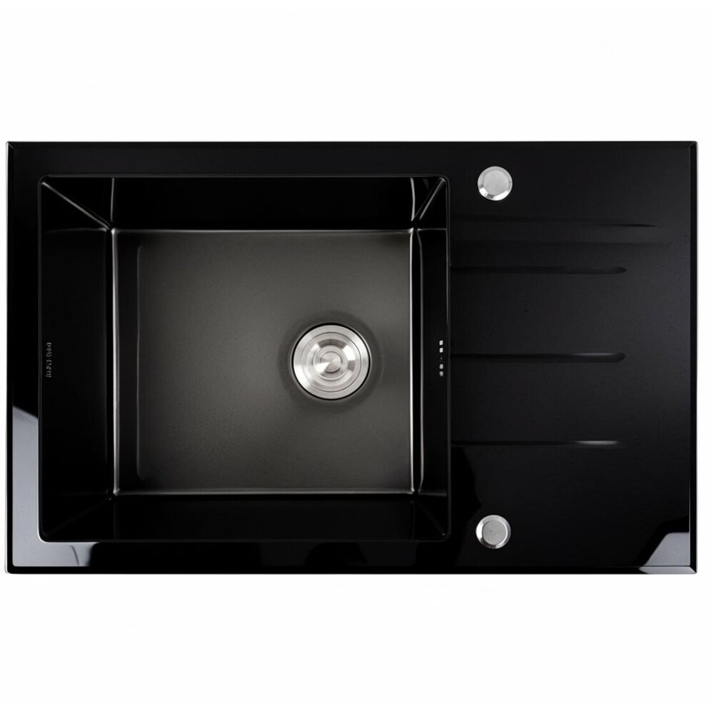 Фото - Кухонна мийка скляна CM 78*50 PVD Platinum Handmade чорна
