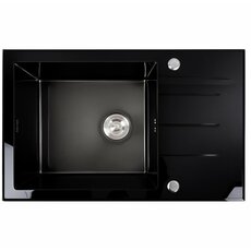 Кухонна мийка скляна CM 78*50 PVD Platinum Handmade чорна