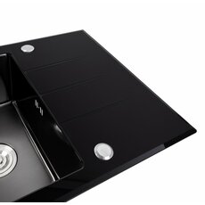 Кухонна мийка скляна CM 78*50 PVD Platinum Handmade чорна