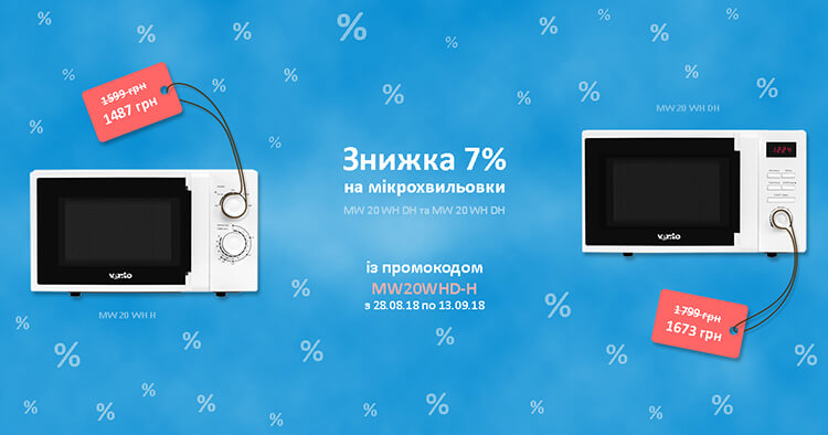 Знижка 7% на настільні мікрохвильовки Вентолюкс